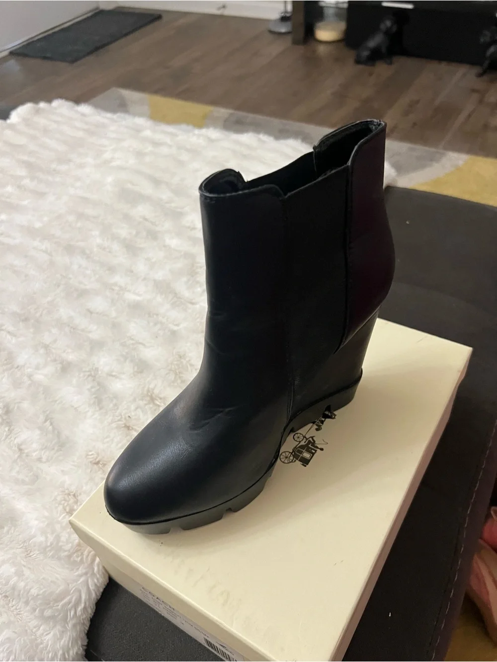 Black Wedge Ankle Booties - Women